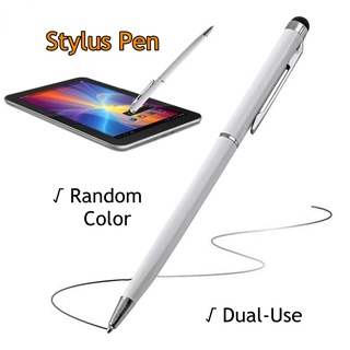 2 In 1 ปากกาสไตลัส อเนกประสงค์ ป้องกันรอยขีดข่วน แบบพกพา สําหรับ Iphone IOS Android สุ่มสี