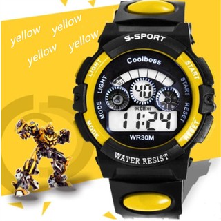 Sport Watch นาฬิกาข้อมือผู้ชาย-ผู้หญิงและเด็ก สายยางขาว ระบบ Digital - yellow