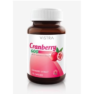 🔥🔥2ขวดคละได้ รับฟรีวิตามิน 1 ซอง Vistra Cranberry 600 30 capsules ดูแลกระเพาะปัสสาวะ ผิว ริ้วรอย