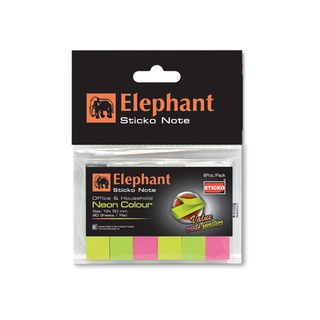 Elephant กระดาษโน๊ต กระดาษโน๊ตกาวในตัว อินเด็กซ์นีออน 12x50 มม. 80 แผ่น (จำนวน 1 ห่อ)