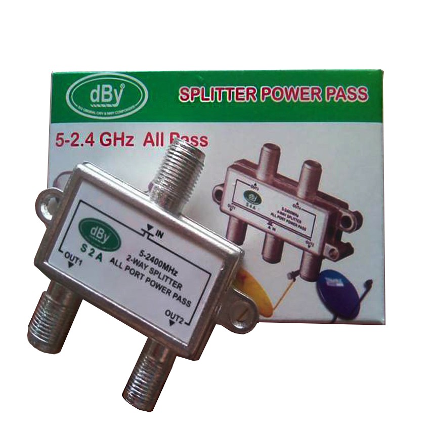 dBy Splitter (เขียว) 1 x 2 Satellite All Port Power Pass 2way รองรับ ...