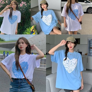 muza เสื้อยืด สกีนอักษรหัวใจ โอเวอร์ไซส์งานสกีนเนียบสวย ไม่จกตา เนื้อผ้าเด้ง ไม่ติดตัวใส่สบาย X19