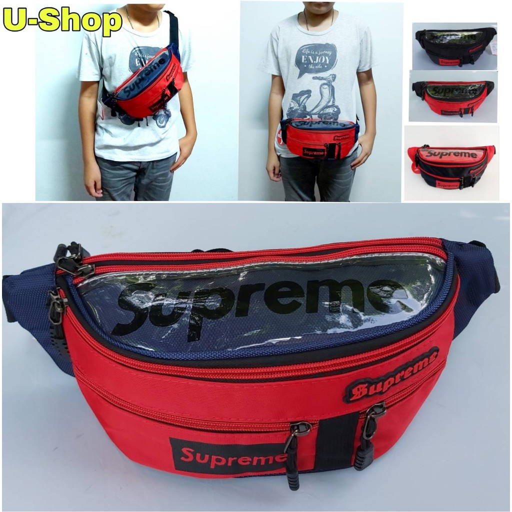 กระเป๋าสะพายข้างและคาดเอว-สกรีนsupreme-us010ฝาพลาสติกบนใบใหญ่