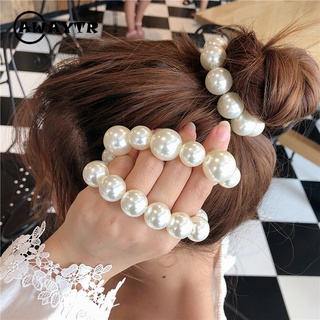 AWAYTR New Women Pearl Hair Ties Hairband Scrunchies Girl Ponytail Holders Hair Accessories