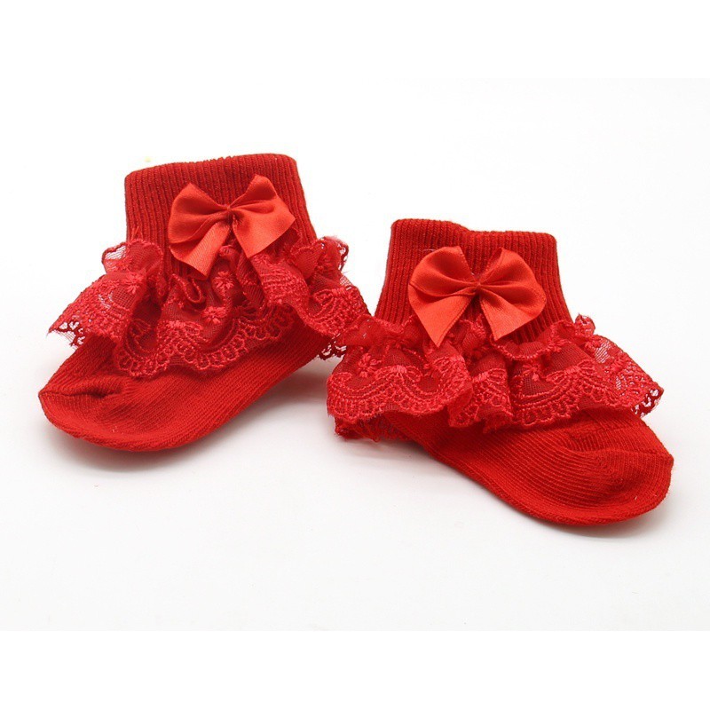 dudubaba-ถุงเท้าแต่งผ้าลูกไม้-ลายดอกไม้-สำหรับเด็กทารก