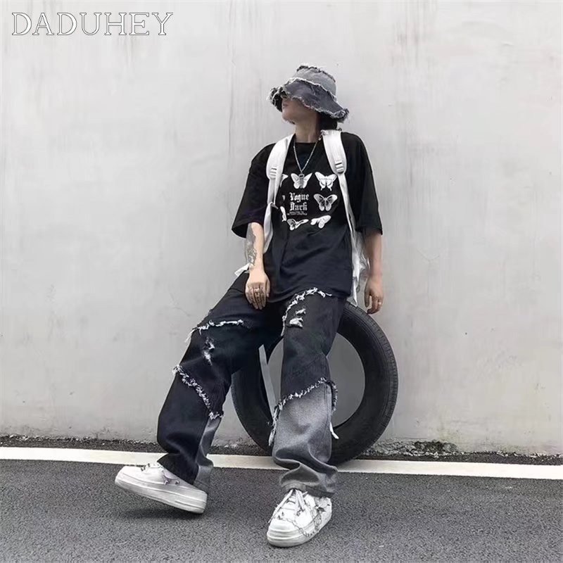 daduhey-american-high-street-black-loose-straight-jeans-fashion-brand-wide-leg-hip-hop-versatile-pants