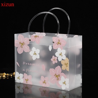 สินค้า Xizun กระเป๋าถือ กระเป๋าช้อปปิ้ง Pp แบบใส กันน้ํา ลายดอกซากุระ แบบพกพา ทนต่อการสึกหรอ สําหรับใส่ของขวัญ
