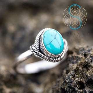 ภาพหน้าปกสินค้าSUVANI เงินแท้ 92.5% แหวนหินเทอร์ควอยซ์ สีฟ้า ( Turquoise stone) แหวนไซส์ 6-10 เครื่องประดับเงินแท้ ที่เกี่ยวข้อง