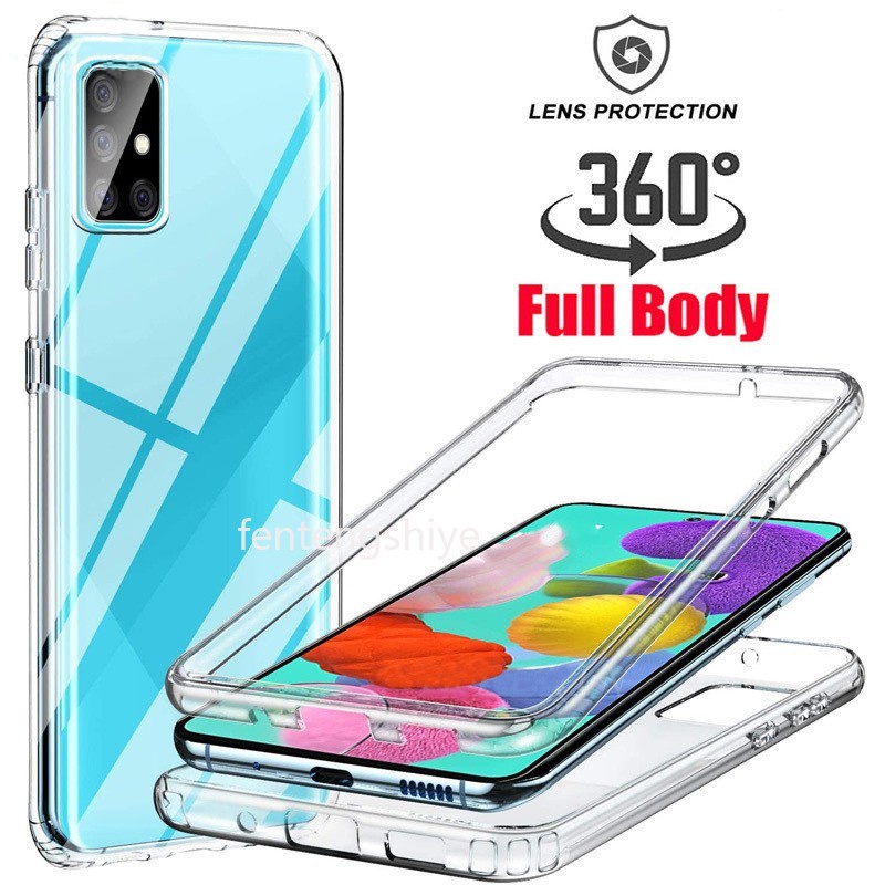 360-full-body-phone-case-2-in-1-for-samsung-galaxy-a32-4g-5g-a42-a52-a72-5g-dual-protection-clear-transparent-shockproof-casing-double-sided-soft-silicone-tpu-front-and-back-shell-cover