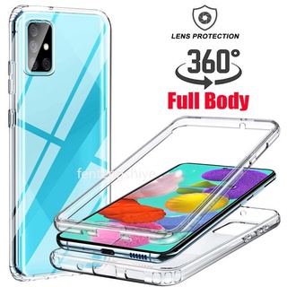 360  Full Body Phone Case 2 in 1 For Samsung Galaxy A32 4G 5G A42 A52 A72 5G  Dual Protection Clear Transparent Shockproof Casing Double Sided Soft Silicone TPU Front And Back Shell Cover
