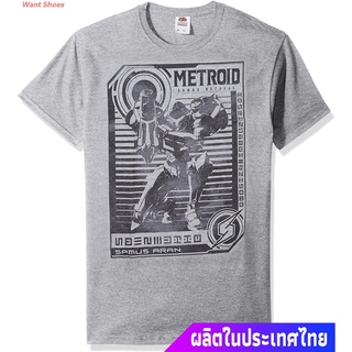 ผ้าฝ้าย 100%เสื้อยืดผู้ชายและผู้หญิง Nintendo Metroid Mens Graphic Tees Short sleeve T-shirtsS-3XL