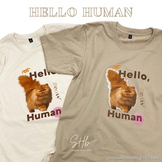 เสื้อยืดผ้าฝ้ายพิมพ์ลายคลาสสิก Morning new colllection🐈gangsterเสื้อยืดhello human|sherbet.teeshop oversize SML