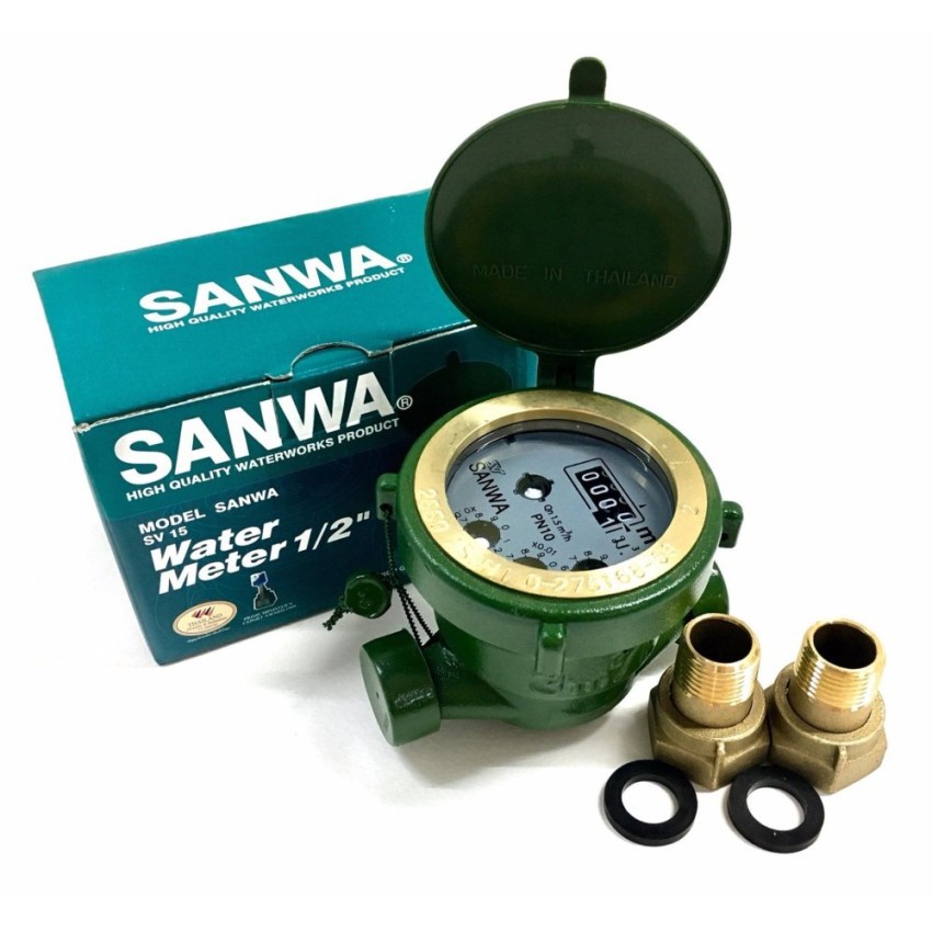 sanwa-มิเตอร์น้ำ-มาตรวัดน้ำ-1-2-sv15-ครบชุด