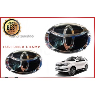 แผ่นป้าย 1 ชุด ป้ายโลโก้Toyota Fortuner champ 2011-2014 หน้าและหลังแบบเคลือบแก้วสีดำ17+13 **มาร้านนี่จบในที่เดียว**