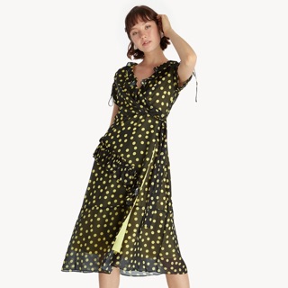 Pomelo dress NEW polka dot dress size L Black &amp; Yellow
