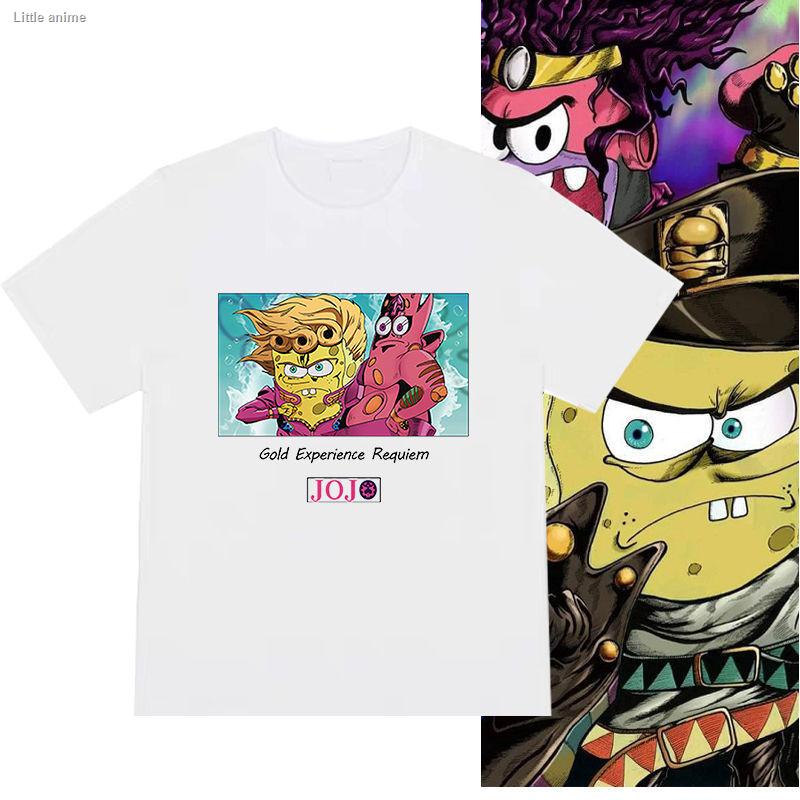 เสื้อยืดคอกลมทุกแบบกระเป๋านักเรียนอนิเมะ-spoof-spongebob-joint-jojo-s-bizarre-adventure-empty-strip-jotaro-killer-queen