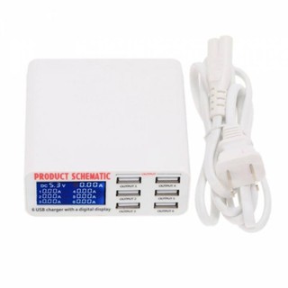 5V 6A Output 3.5A Max High Speed 6-ports USB Fast Charger HUBAdapter with LCD Display for 6 Plus (0502)