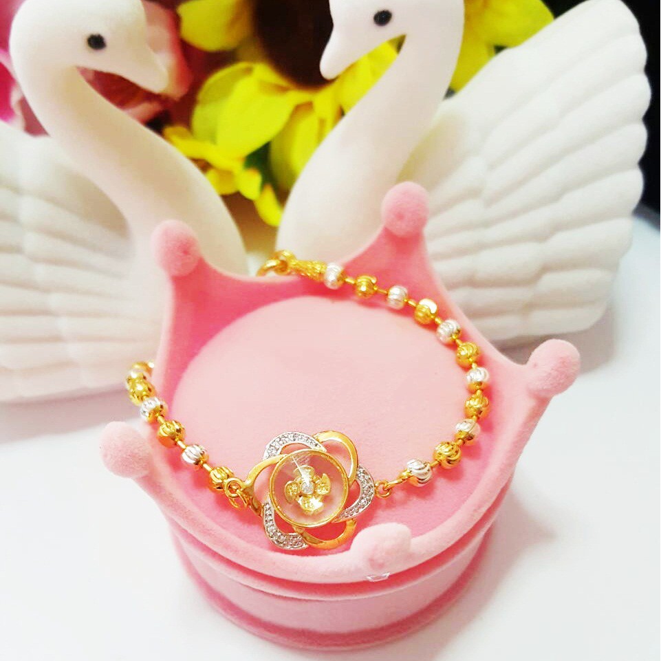 สร้อยข้อมือเงินชุบทอง-18k-ลายไข่ปลากังหันแชกงหมิว-2กษัตริย์-ยาว-16-5-เซนติเมตร
