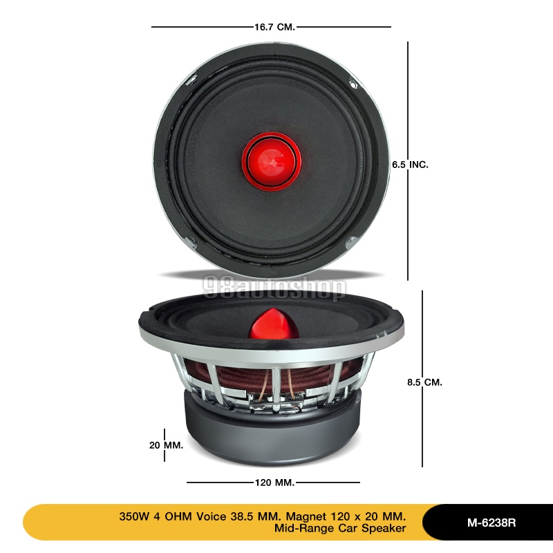 เกี่ยวกับสินค้า 2ดอกลำโพงโม6.5นิ้วเฟสปลั๊ก โครงหล่อ 120*20 V38.5 ลั่นๆ ลำโพงเสียงกลาง 6.5" เฟสปลั๊กโครงหล่อ ตัวแรง ลำโพงโม6.5นิ้ว