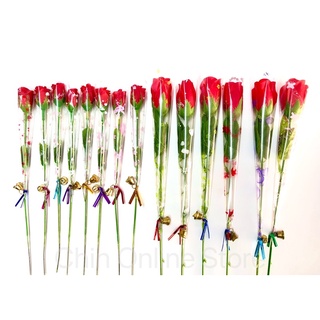 ดอกกุหลาบวาเลนไทน์ 🌹ดอกกุหลาบปลอม( ผ้า ) พร้อมพลาสติกห่อ🌹วาเลนไทน์ ♥️ งานปัจฉิม ตกแต่ง