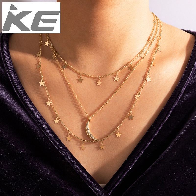 simple-jewelry-alloy-moon-multi-necklace-star-disc-three-necklace-for-girls-for-women-low-pri