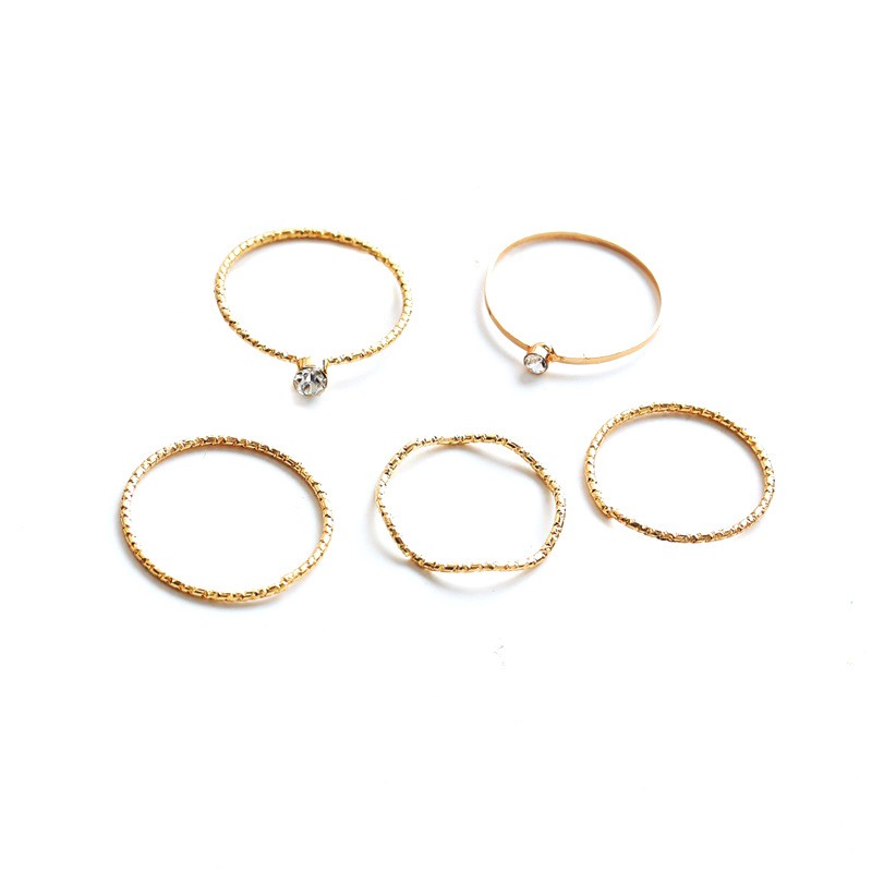 ชุดแหวนคริสตัลสีทอง-minimalism-5-ชิ้น