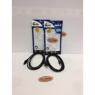 Cable PRINTER USB 2.0 ยาว 1.8 M  สำหรับเครื่องปริ้นเตอร์,สแกนเนอร์สีดำ สายยาง GLINK จำนวน 2 เส้น