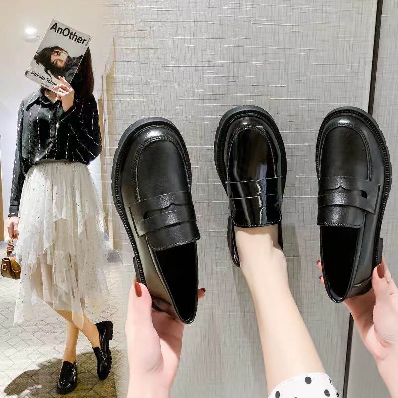 สินค้าเฉพาะจุด-รองเท้าผู้หญิงสไตล์อังกฤษ-รองเท้าหนังแฟชั่นสตรีสไตล์เกาหลีวัสดุที่ทนต่อการสึกหรอและป้องกันการลื่น