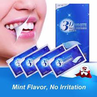 แผ่นฟอกฟันขาว 3D White Teeth Whitening Strips แผ่นแปะฟอกฟันขาว ฟอกสีฟัน