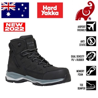 ีรองเท้าเซฟตี้ HARD YAKKA Y60335 Atomic 7-Inch Hybrid Size-Zip Safety Boot Black