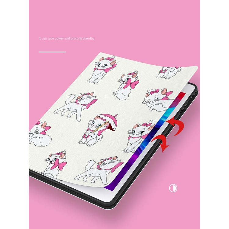 เคสหนัง-กันกระแทก-ลายการ์ตูนแมวสีขาว-พร้อมช่องใส่ปากกา-สําหรับ-ipad-air5-mini6-ipad-11pro-2021-2020-gen7-8-9