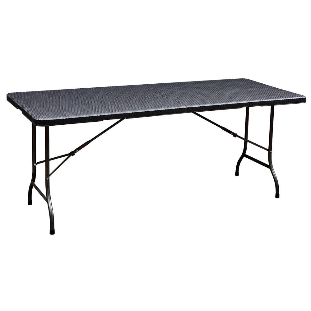 เฟอร์นิเจอร์ปิคนิค-โต๊ะอเนกประสงค์พับลายหวาย-hdpe-sure-fr-180-180-ซม-สีดำ-เฟอร์นิเจอร์นอกบ้าน-สวน-อุปกรณ์ตกแต่ง-folding
