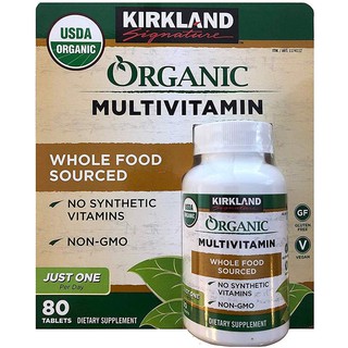 สินค้า Kirkland Organic Multi Vitamin 80 tablets วิตามินรวมรุ่นออร์แกนิค ทำจากธรรมชาติ ไม่ใช่วิตามินสังเคราะห์ จากอเมริกาค่ะ