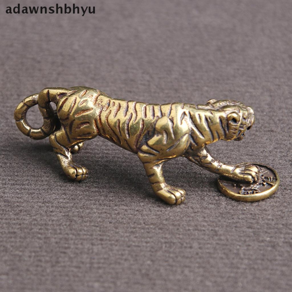adawnshbhyu-พวงกุญแจ-จี้รูปปั้นเสือ-ทองเหลือง-สไตล์วินเทจ-เรโทร