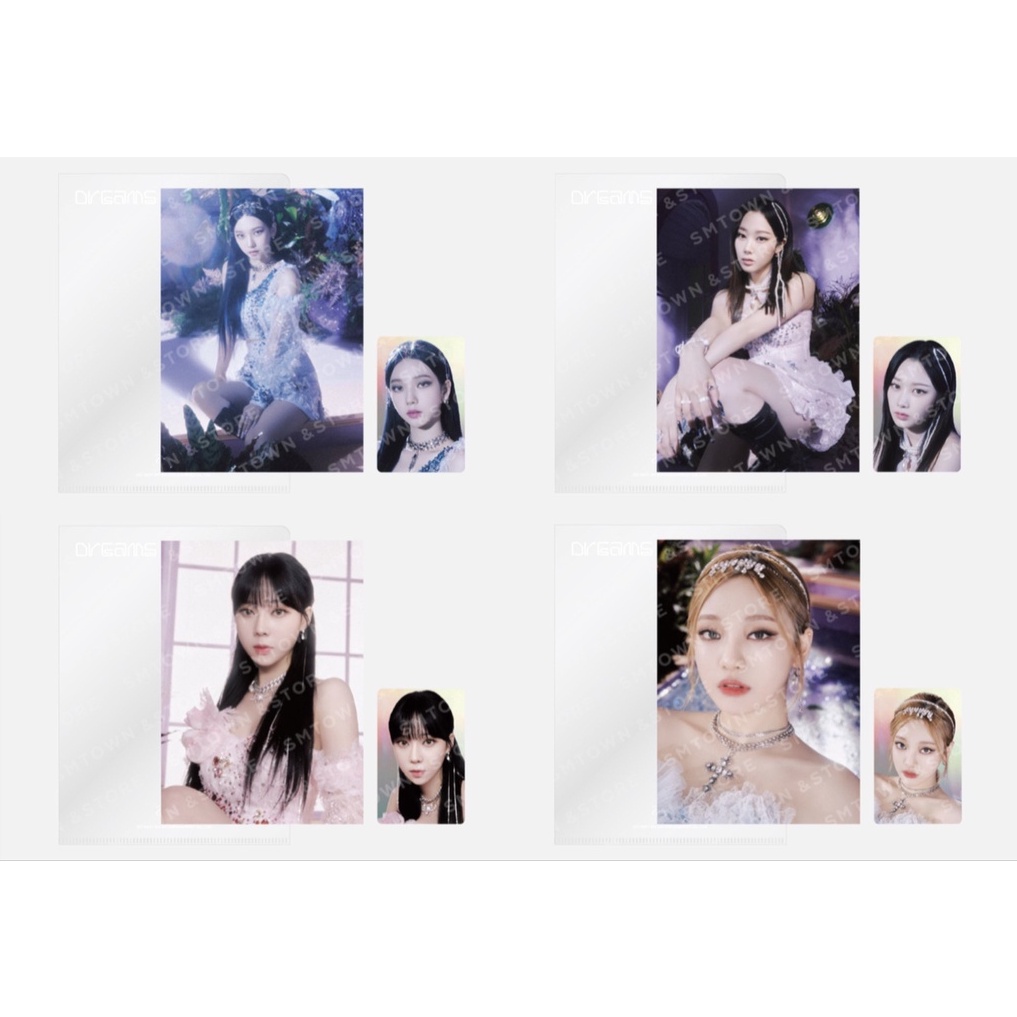 ของแท้-พร้อมส่ง-aespa-dreams-come-true-md-postcard-hologram-photo-p4x6-photo-set-karina-giselle-winter-ningning