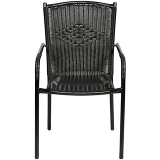 โต๊ะ เก้าอี้ เก้าอี้หวายเทียม SPRING DARKEN สีดำ เฟอร์นิเจอร์นอกบ้าน สวน อุปกรณ์ตกแต่ง WICKER DARKEN CHAIR BLACK