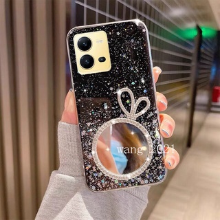 In Stock 2022 New Phone Case VIVO Y16 V25 V25e V25 Pro 5G Y35 2022 Y22 Y22s เคส Casing Makeup Mirror with Crown Fashion Soft Case Back Cover เคสโทรศัพท
