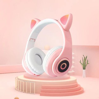 ราคาหูฟังมาใหม่ หูฟังหูแมวบลูทูธไร้สาย รุ่นB39 ไฟLed เป็นหูแมวบลูทู ธ 5.0 หูฟังแมวสนับสนุน FM
