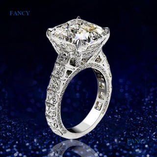 Fancy แหวนหมั้น ประดับเพทาย ทรงเรขาคณิต ทรงสี่เหลี่ยม สไตล์เจ้าหญิง แฟชั่นสําหรับผู้หญิง