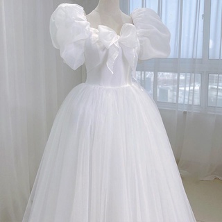 * ชุดแต่งงาน * ในเจ้าหญิงหนีเจ้าหญิง light Wedding French French Bubble Bubble Sleeve Time Dress, Bride, ม.urning Puffle