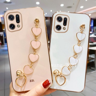 New Casing เคส OPPO Find X5 Pro 5G A96 A76 A16e A16k 4G 2022 Phone Case Straight Edge with Love Bracelet All Inclusive Soft Case Back Cover เคสโทรศัพท