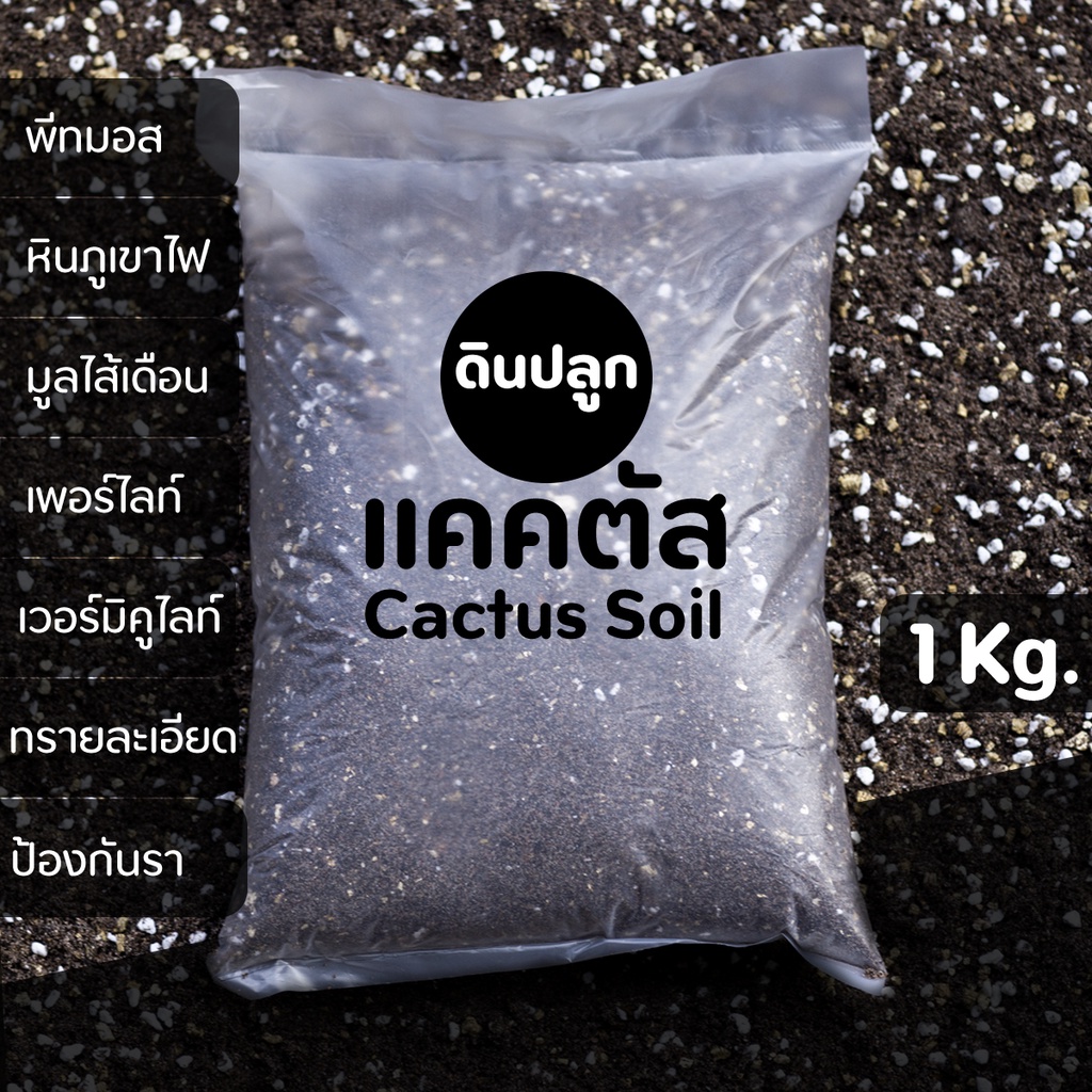 ภาพหน้าปกสินค้าดินปลูกแคคตัส (Cactus Soil) ขนาด 1 กิโลกรัม โปร่ง ระบายน้ำได้ดี กันรา จากร้าน j88design บน Shopee