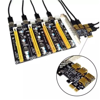 การ์ด Adapter USB PCIe Riser Adapter Board PCI-E 1x IN 4 USB 3.0 PCI-E Rabbet GPU ส่งเร็ว ประกัน CPU2DAY