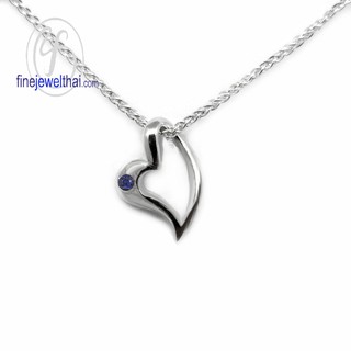 จี้ไพลินแท้ จี้เงิน พลอยประจำราศี เสริมดวง Blue Sapphire Birthstone Silver Pendant-P1029bl