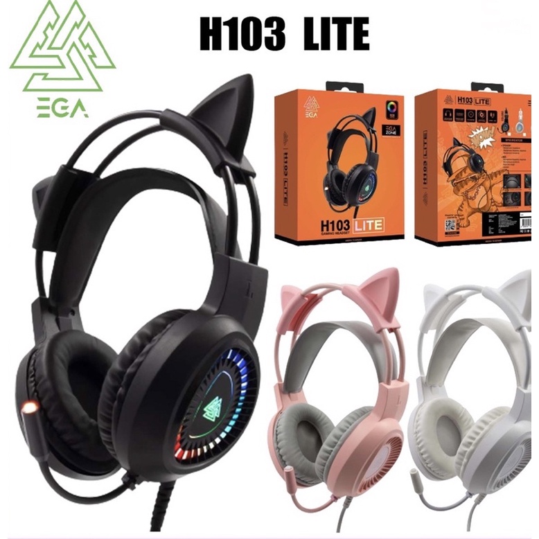 EGA LITE H103 LED Lighting 7.1 VIRTUAL หูแมวถอดออกได้ Jack 3.5mm 2 หัว ...
