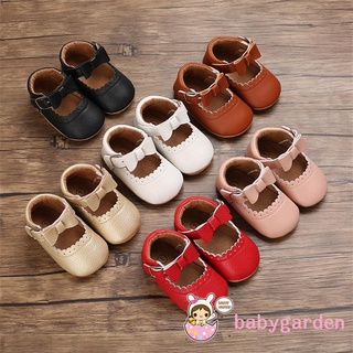 Babygarden- รองเท้าเจ้าหญิง พื้นนิ่ม กันลื่น ประดับโบว์ ลูกไม้ สีพื้น สไตล์หวาน สําหรับเด็ก