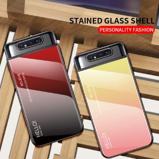 เคส Samsung Note 9 เคส Samsung Note 8 เคส Samsung A40 เคส Samsung A9 2018 เคส Samsung J8 A7 2018 เคส Samsung A70 A80 เคส Luxury Ultra-Thin Gradient Tempered Glass Back Cover Phone Case