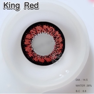 King Red สีแดง บิ๊กอาย Pretty Doll คอนแทคเลนส์ Contact Lens ตาโต Bigeyes Bigeye ไม่มีขอบ โทนดุ ค่าสายตา แฟชั่น สายตาสั้น