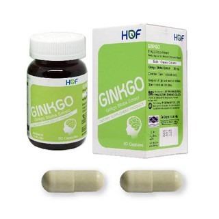 HOF Ginkgo Biloba Extract 60 mg. ฮอฟ สารสกัดจากใบแป๊ะก๊วย 60 มก. (60 แคปซูล)