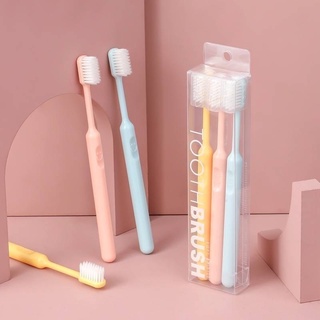 แปรงสีฟันสีพาสเทล เซ็ต 3ชิ้น ขนนุ่ม ปลายเรียว ทำความสะอาดได้หมดจด pastel toothbrush set